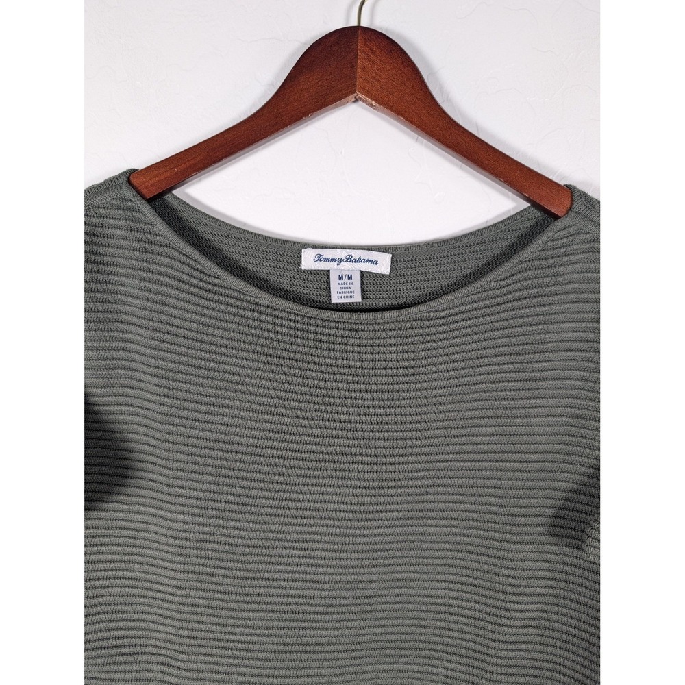 Tommy Bahama Sweater Womens Medium Green‎ Short Sleeve Boat Neck Knit Pullover - Picture 3 of 9